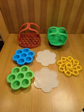 Instant Pot Silicone Accessory Lot - Egg Bite Molds Lifter False Bottom Strainer